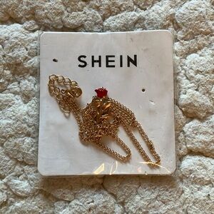 Small dainty rose necklace with gold chain